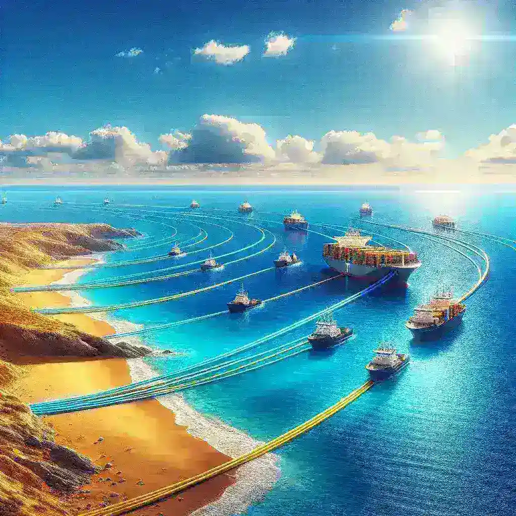 "Nuevo nodo de cable submarino en las costas españolas, fortaleciendo la infraestructura de conexión europea con tecnología avanzada."