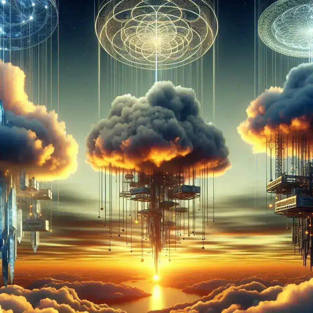 "Comparativa de servicios de almacenamiento en la nube: Google Drive, Dropbox y OneDrive con iconos de cada plataforma sobre un fondo digital."