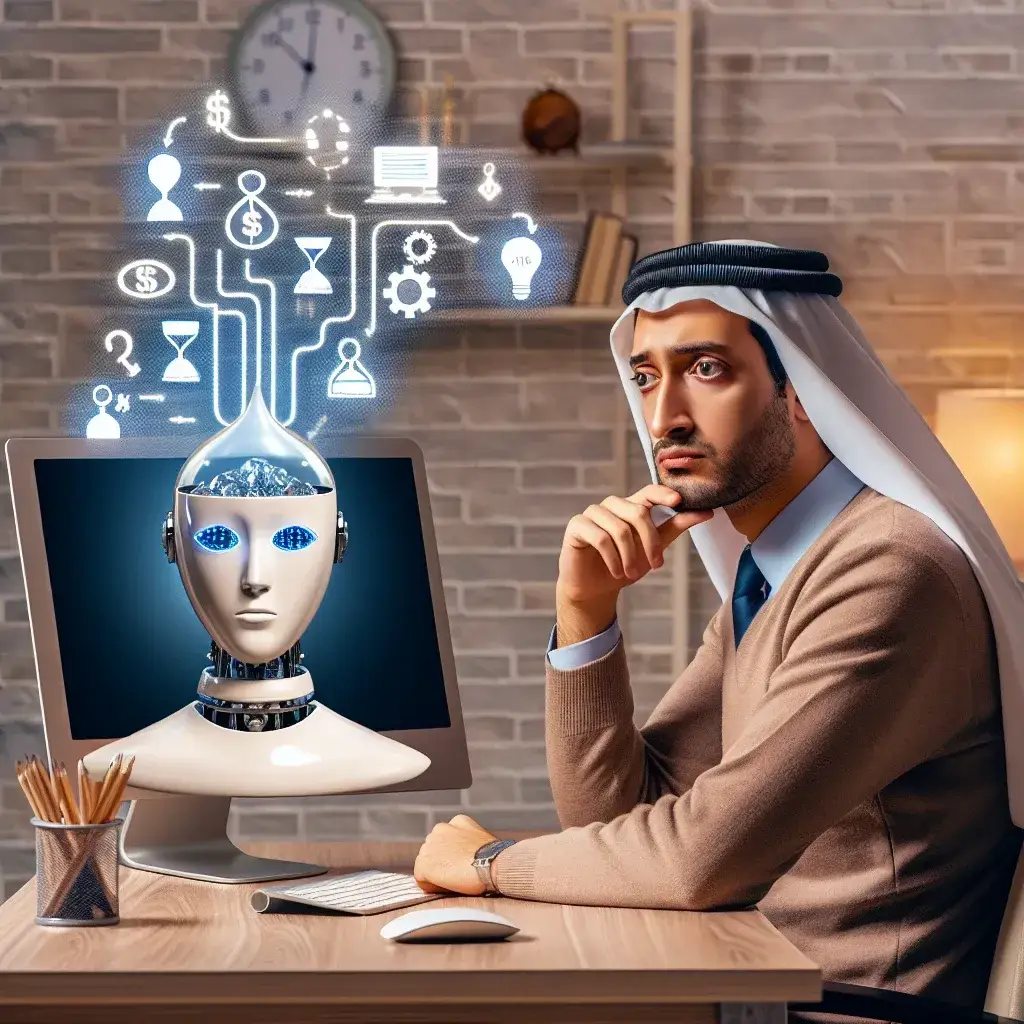 Alt text: "Ilustración que muestra los efectos contradictorios del uso habitual de chats con inteligencia artificial, destacando tanto los beneficios como los riesgos asociados a su uso en la comunicación diaria."